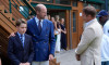 The Prince of Wales and Prince George meet Steve Backshall, on day fourteen of the 2025 Wimbledon Championships at the All England Lawn Tennis and Croquet Club, London. Picture date: Sunday July 13, 2025.