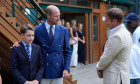 The Prince of Wales and Prince George meet Steve Backshall, on day fourteen of the 2025 Wimbledon Championships at the All England Lawn Tennis and Croquet Club, London. Picture date: Sunday July 13, 2025.