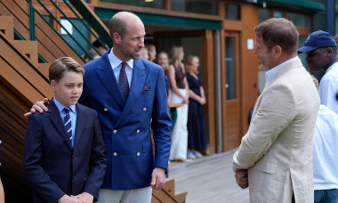 The Prince of Wales and Prince George meet Steve Backshall, on day fourteen of the 2025 Wimbledon Championships at the All England Lawn Tennis and Croquet Club, London. Picture date: Sunday July 13, 2025.