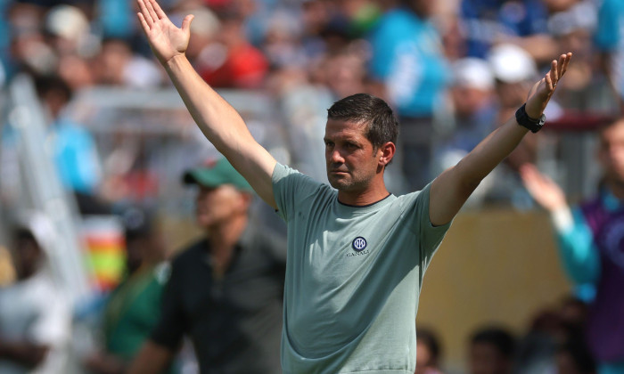 Charlotte, USA. 30th June, 2025. Cristian Chivu Head coach of FC Internazionale reacts during the Internazionale vs Fluminense FC FIFA Club World Cup match at Bank of America Stadium, Charlotte. Picture credit should read: Jonathan Moscrop/Sportimage Cred