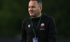Park Hall Stadium, Oswestry, Shropshire, England, 8th July 2025. Jeton Bekjiri manager of KF Shkëndija following The New Saints of Oswestry Town &amp; Llansantffraid Football CluB/The New Saints (TNS) v KF Shkëndija/Klubi i Futbollit Shkëndija (Shkëndija) in