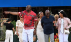 Magic Johnson enjoys summer holiday stroll through Portofino's scenic streets
