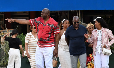 Magic Johnson enjoys summer holiday stroll through Portofino's scenic streets