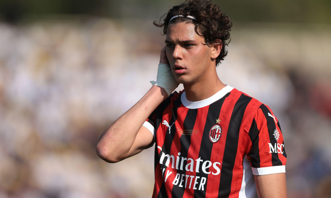 Milan, Italy. 9th Apr, 2025. Matteo Dutu of AC Milan reacts during the Coppa Italia match at Arena Civica Gianni Brera, Milan. Picture credit should read: Jonathan Moscrop/Sportimage Credit: Sportimage Ltd/Alamy Live News