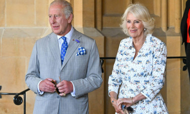 Berkshire, UK. 09th July, 2025. King Charles III and Queen Camilla walked through the gardens of Windsor Castle, UK on July 9, 2025, during the French State Visit to the United. Photo by Jeanne Accorsini/Pool/ABACAPRESS.COM Credit: Abaca Press/Alamy Live