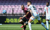 Salerno, Italy. 25th Apr, 2025. Alberto Cerri of US Salernitana and Andrea Hristov of Cosenza Calcio compete for the ball during the Serie B match between US Salernitana and Cosenza Calcio at Stadio Arechi, Salerno, Italy on April 25, 2025. Credit: Nicola