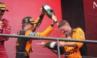 McLaren's Oscar Piastri celebrates on the podium after winning the Belgian F1 Grand Prix 2025 at Circuit de Spa-Francorchamps, Stavelot, Belgium. Picture date: Sunday July 27, 2025.