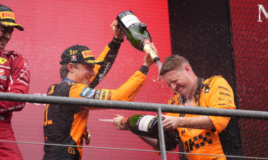 McLaren's Oscar Piastri celebrates on the podium after winning the Belgian F1 Grand Prix 2025 at Circuit de Spa-Francorchamps, Stavelot, Belgium. Picture date: Sunday July 27, 2025.