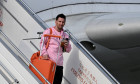 HONG KONG, CHINA - FEBRUARY 02: Inter Miami s Argentine forward Lionel Messi arrives at Hong Kong International Airport