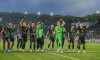 Budapest, Hungary – May 1, 2023. Ferencvaros players celebrating victory in the Budapest derby Ujpest FC vs Ferencvaros (2-3).
