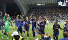 PSG celebrating during the UEFA Super Cup 2025 soccer match between Paris Saint-Germain and Tottenham Hotspur at Bluenergy Stadium on August 13th, 2025, Udine, Italy