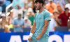 MASON, OHIO - AUGUST 15: Carlos Alcaraz of Spain celebrates after defeating Andrey Rublev during Day 9 of the Cincinnati Open at the Lindner Family Tennis Center on August 15, 2025 in Mason, Ohio. (Photo by Mauricio Paiz)