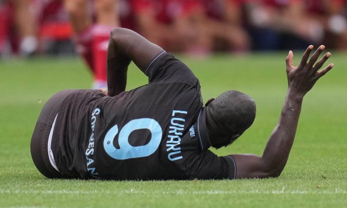 CASTEL DI SANGRO, ITALY: Romelu Lukaku INJURI of SSC Napoli during the pre-season friendly match between SSC Napoli and
