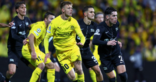 Bodø 20250820. Bodø/Glimt's Mathias Jorgensen and Sturm Graz's Max Johnston during the UEFA Champions League Playoff match between Bodø/Glimt and Sturm Graz at Aspmyra Stadium. Photo: Mats Torbergsen / NTB This text is auto translated