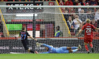 FCSB Darius Olaru scores his sides second goal during the UEFA Europa League play-off match at Pittodrie Stadium, Aberdeen. Picture date: Thursday August 21, 2025.