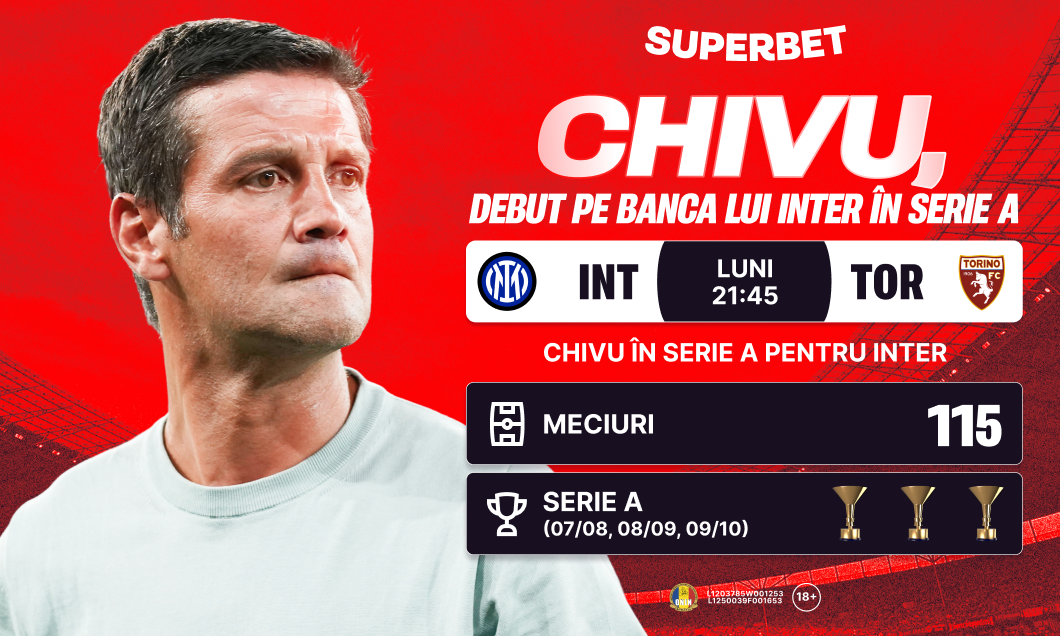 (P) Chivu debutează pe banca lui Inter în Serie A! Cotele pentru Inter – Torino