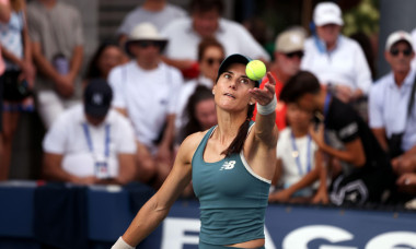 26 August, 2025 - Flushing Meadows, New York - Sorana Cirstea of Romania serving during opening round match against Solana Sierra at the US Open.