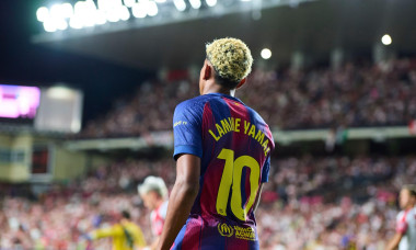 Madrid, Spain. 31st Aug, 2025. MADRID, SPAIN - AUGUST 31: Lamine Yamal of FC Barcelona looks on during to the LaLiga EA Sports match between Rayo Vallecano and FC Barcelona at Campo de Futbol de Vallecas on August 31, 2025 in Madrid, Spain. (Photo by Fran