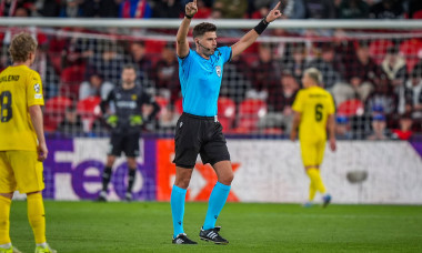 Prague, Czech Republic 20250917. Referee Marian Barbu during the Champions League match between Slavia Prague and Bødø/Glimt at Fortuna Arena in Prague. Photo: Terje Pedersen / NTB This text is auto translated