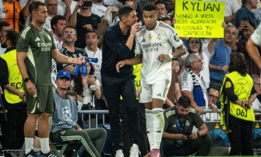 Xabi ALONSO of Real Madrid and Kylian MBAPPE of Real Madrid during the UEFA Champions League, League phase, Matchday 1 football match between Real Madrid CF and Olympique de Marseille on 16 September 2025 at Santiago Bernabeu stadium in Madrid, Spain - Ph
