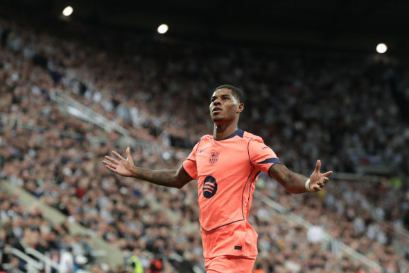 Marcus Rashford of Barcelona Celebrates scoring 0-2 - Newcastle United v Barcelona, UEFA Champions League, St James' Park, Newcastle upon Tyne, UK - 18th September 2025