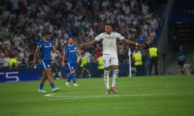 Madrid, Spain, September 16, 2025: Real Madrid's Kylian Mbappé (10) celebrates scoring the equalizer during the 2025-26 UEFA Champions League Round of 1 matchday 1 between Real Madrid and Marseille at the Santiago Bernabeu Stadium on September 16, 2025 in