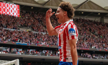 Julian Alvarez (N19) goal celebrating 4-2 during La Liga EA Sports game between Atlético de Madrid and Real Madrid at Estadio Riyadh Air Metropolitano, on September 27, 2025, Madrid, Spain.