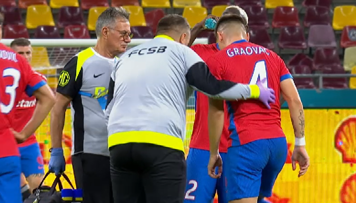 Lovitură pentru FCSB! Cât va sta pe ”bară” Daniel Graovac, după ce s-a accidentat cu Oțelul