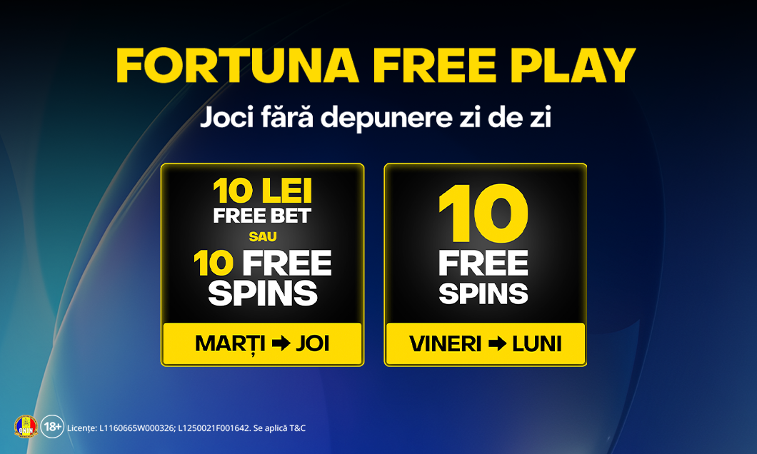 (P) Fortuna Free Play: joacă FĂRĂ DEPUNERE 7 zile din 7!