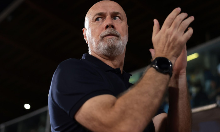Serravalle, Italy. 6th Sep, 2025. Sergej Barbarez Head coach of Bosnia and Herzegovina applauds the fans prior to kick off in the San Marino vs Bosnia-Herzegovina FIFA World Cup Qualifier match at San Marino Stadium, Serravalle. Picture credit should read