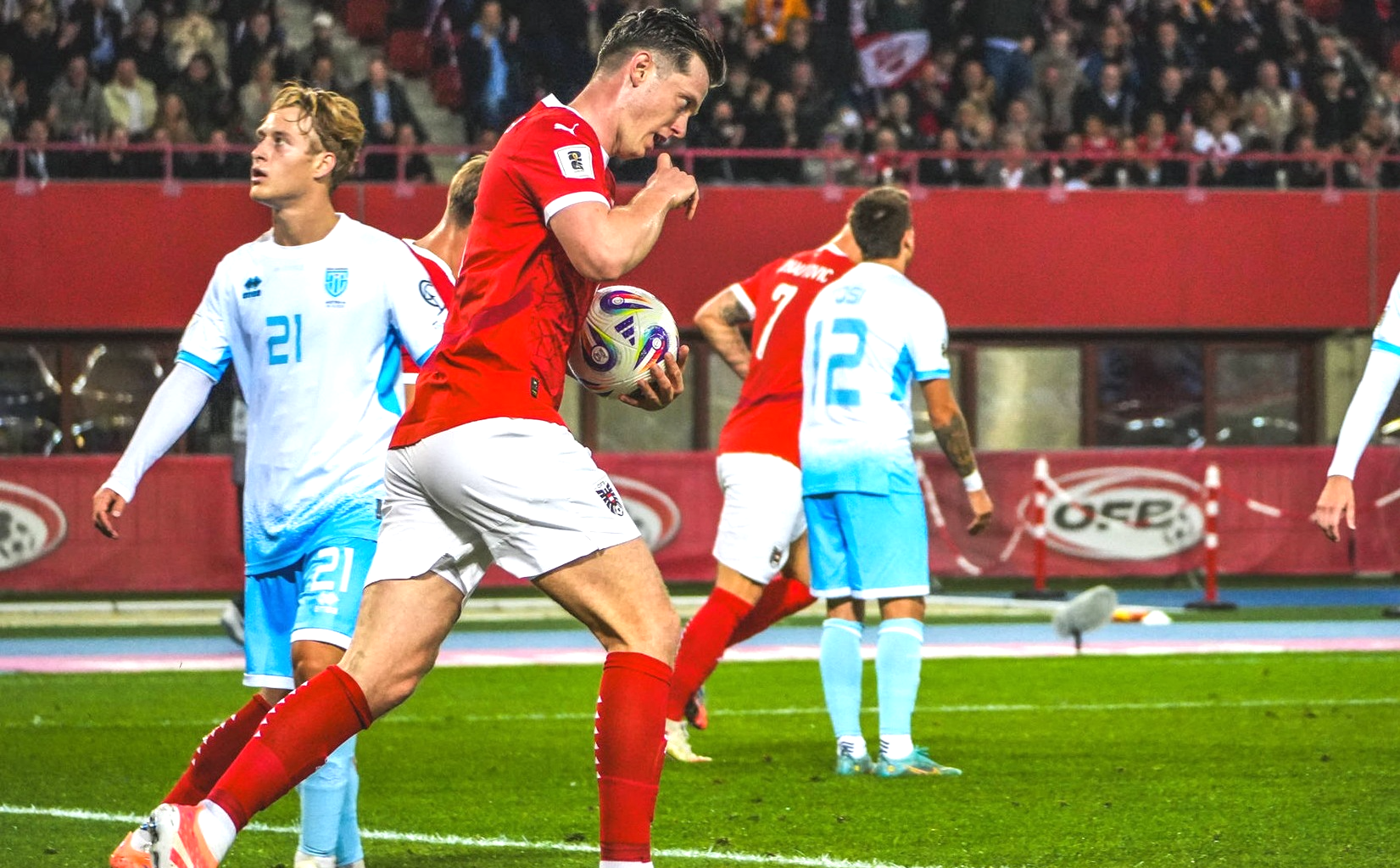 A fost titular în Austria - San Marino 10-0 și a avut un mesaj de doar două cuvinte pentru România