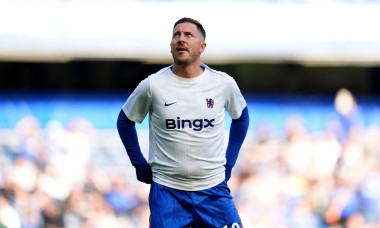 Chelsea's Eden Hazard warms up before the legends match at Stamford Bridge, London. Picture date: Saturday October 11, 2025.