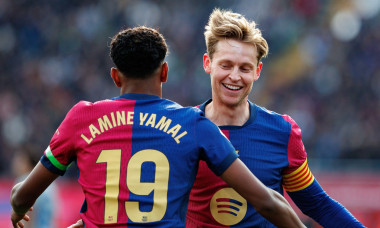 Barcelona, Spain. 2nd February, 2025. Frenkie De Jong celebrates a goal during the LaLiga EA Sports match between FC Barcelona and Valencia CF at the