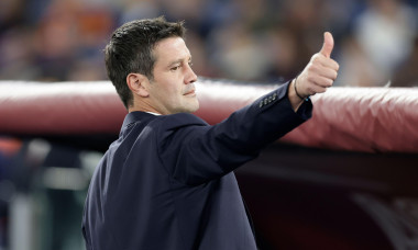 Inter’s Romanian coach Cristian Chivu gesticulate during the Serie A football match between AS Roma vs Inter at the Olimpico Stadium in Rome, Italy on October 18, 2025.