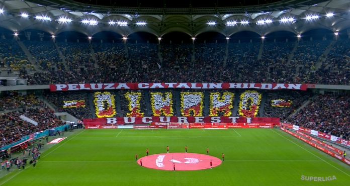 Atmosferă ”de foc” pe Arena Națională la Dinamo - Rapid. Coregrafia afișată de suporterii ”Câinilor”