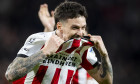 EINDHOVEN - Dennis Man of PSV Eindhoven celebrates the 4-1 goal during the UEFA Champions League match between PSV Eindhoven and Napoli at the Philips Stadium on October 21, 2025, in Eindhoven, Netherlands. ANP ROBIN VAN LONKHUIJSEN