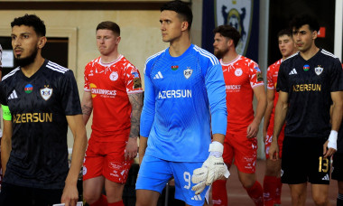 30.07.2025 Baku(Azerbaijan) Qarabag FK men s football champions league qualifiers Abdellah Zoubir(L),Mateusz Kochalsk(C)