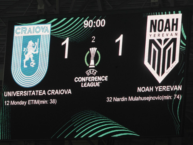 Universitatea Craiova - Noah: Meci cu incidente de nocturnă