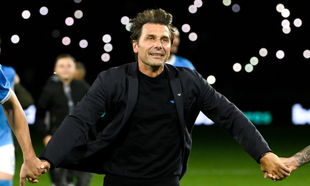 Antonio Conte, head coach of SSC Napoli celebrates at the end of the Serie A 2025/2026 football match between SSC Napoli and FC Internazionale at Diego Armando Maradona stadium in Naples (Italy), October 25, 2025.