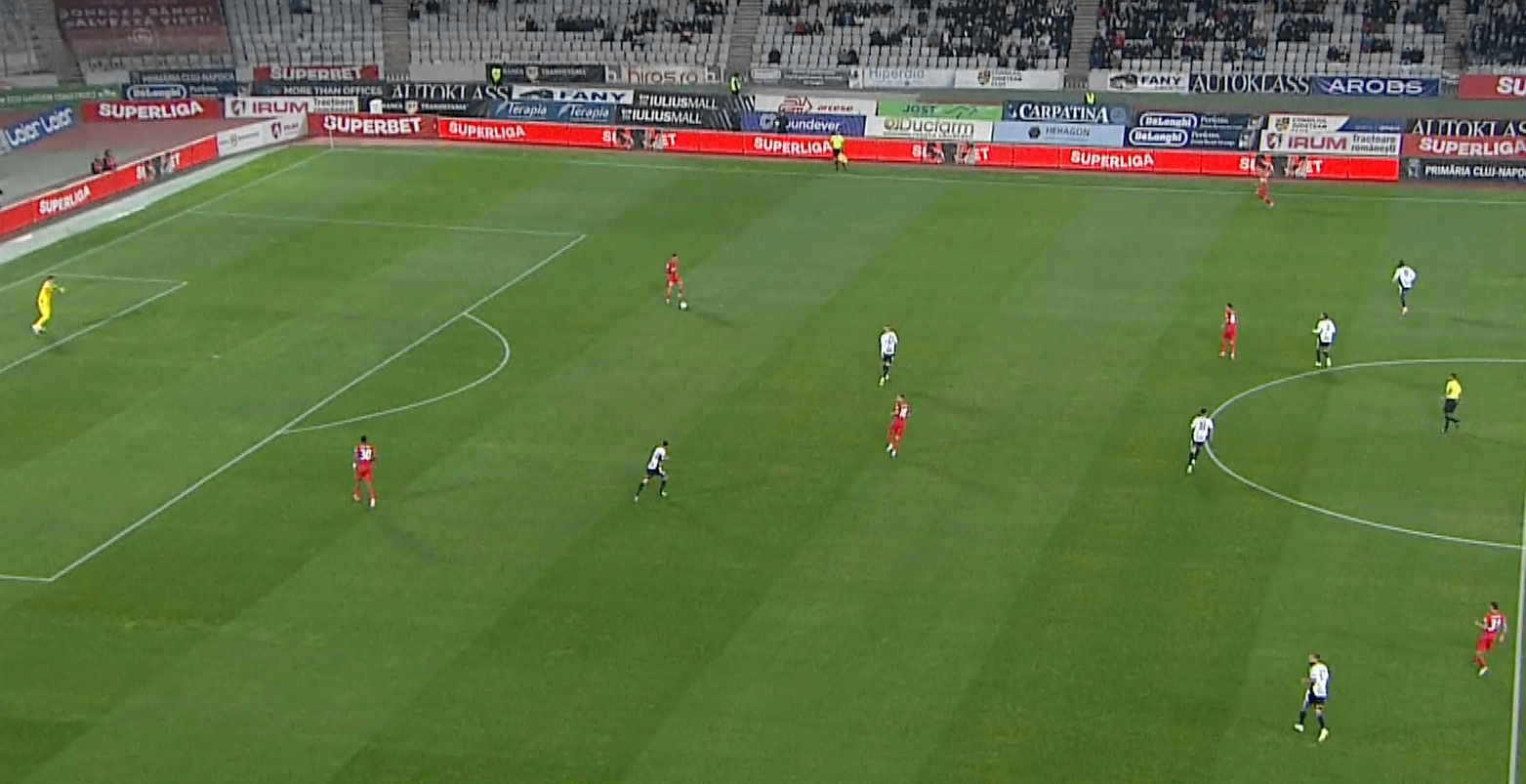 Universitatea Cluj - FCSB 0-0, ACUM, DGS 1. Ardelenii au ratat prima ocazie a meciului
