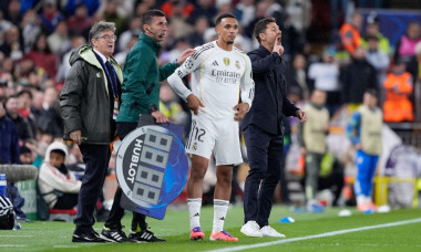 Real Madrid substitute Trent Alexander-Arnold waits to replace Arda Guler during the UEFA Champions League, league stage match at Anfield, Liverpool. Picture date: Tuesday November 4, 2025.