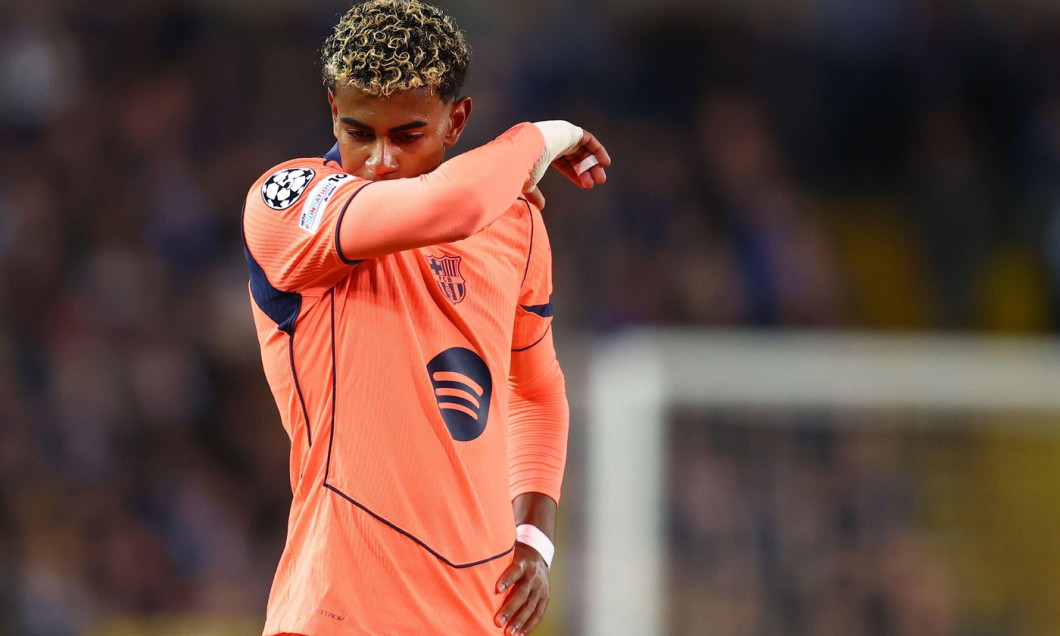 Brugge, Belgium, 5th November 2025. Lamine Yamal of Barcelona during the Club Brugge vs FC Barcelona UEFA Champions League match at Jan Breydel Stadium, Brugge. Picture credit should read: Paul Terry / Sportimage