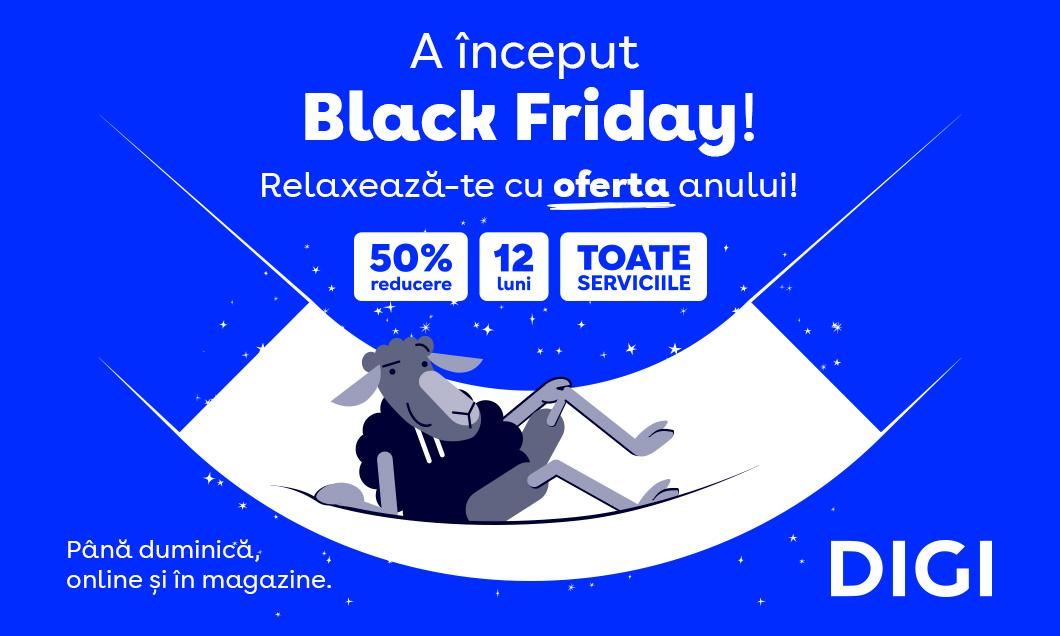 Black Friday simplifică alegerea: abonamentele DIGI au preț redus cu 50% timp de un an