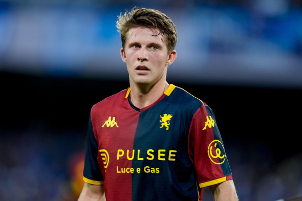 Morten Frendrup of Genoa CFC looks on during the serie Serie A Enilive match between SSC Napoli and Genoa CFC at Stadio Diego Armando Maradona on October 5, 2025 in Naples, Italy
