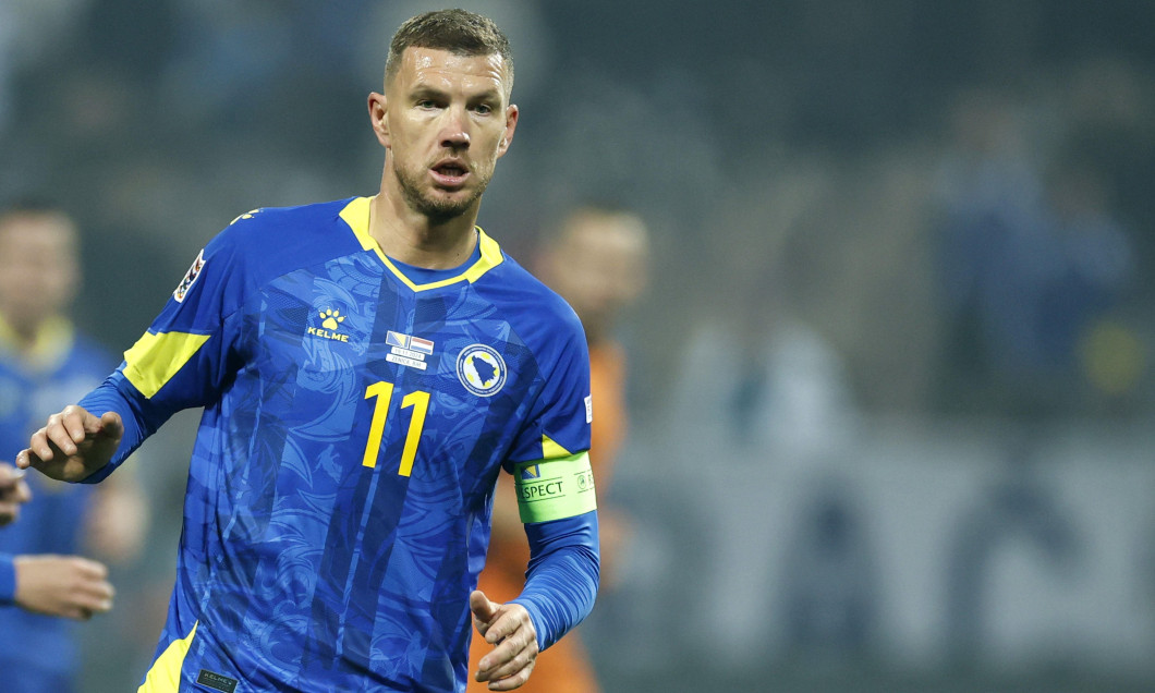 ZENICA - Edin Dzeko of Bosnia and Herzegovina during the UEFA Nations League match between Bosnia and Herzegovina and the Netherlands at Stadium Bilino Polje on Nov. 19, 2024 in Zenica, Bosnia and Herzegovina. ANP ROBIN VAN LONKHUIJSEN