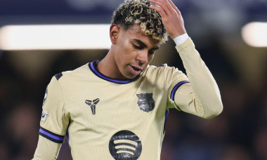 Lamine Yamal of FC Barcelonaduring the UEFA Champions League match between Chelsea and FC Barcelona at Stamford Bridge in London, England