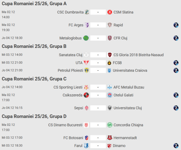 program cupa romaniei et 2