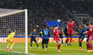 Liverpool defender Ibrahima Konaté (5) scores a goal 0-1, later ruled out during the Inter Milan v Liverpool UEFA Champions League 2025/26 League Phase MD6 match at the San Siro Stadium, Milan, Italy on 9 December 2025 Credit: Robbie Hoad/Every Second Me