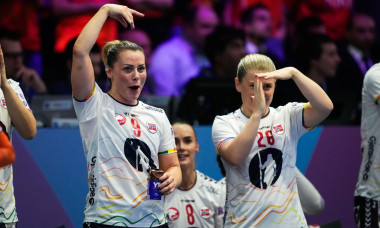 Rotterdam, Netherlands 20251212. Norway's Nora Mørk and Emilie Margrethe Hovden during the semi-final of the Women's Handball World Championship between the Netherlands and Norway at Ahoy Arena. Photo: Beate Oma Dahle / NTB This text is auto translated