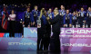 Rotterdam, Netherlands 20251214. Vice President of the International Handball Federation Joel Delplanque presents the World Championship trophy to Norway's goalkeeper Katrine Lunde and Henny Ella Reistad after the final of the Women's World Championship b